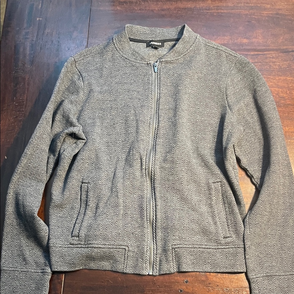 Express Charcoal Herringbone Jacket